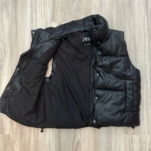 Zara Faux Leather Puffer Vest Size L